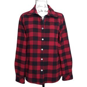 ORVIS Flannel Shirt Jacket Classic Collection Buffalo Plaid Fleece Red Black M